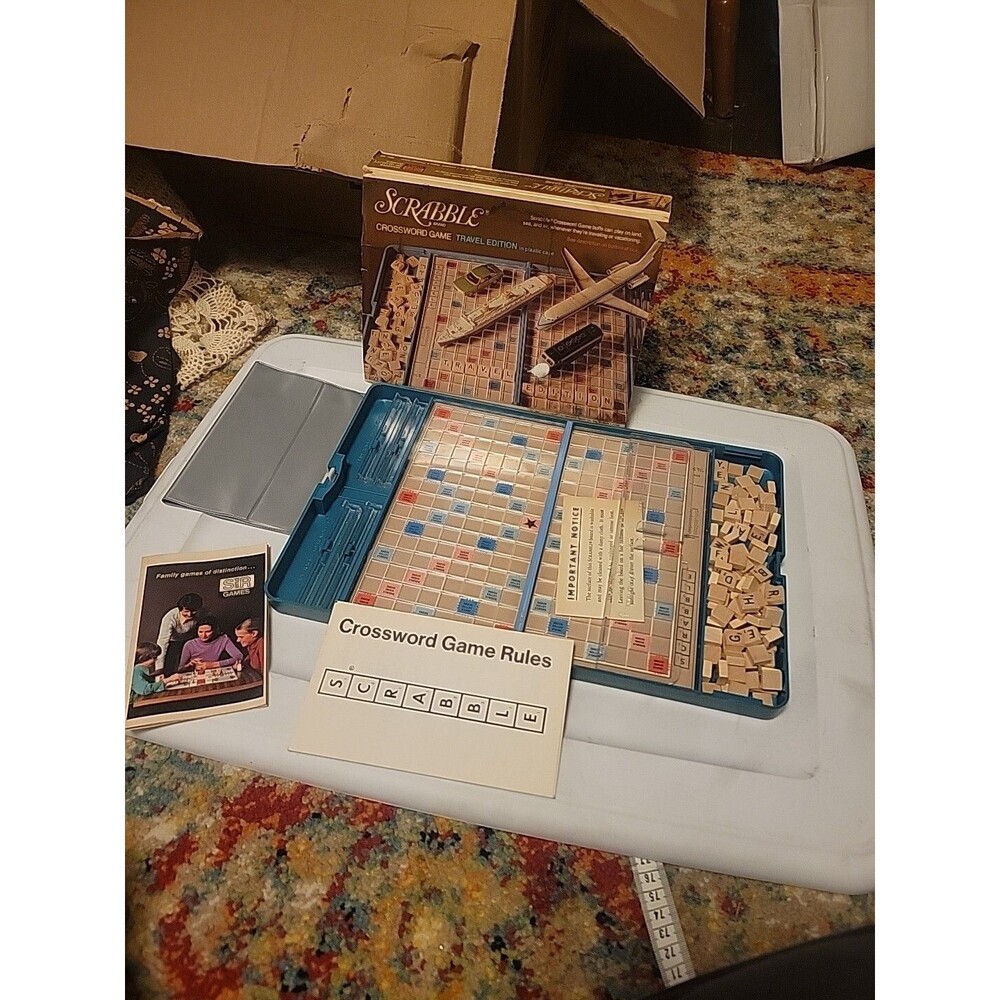 Complete Vtg 70s 1977 Scrabble Travel Edition Crossword Game Original Box Case